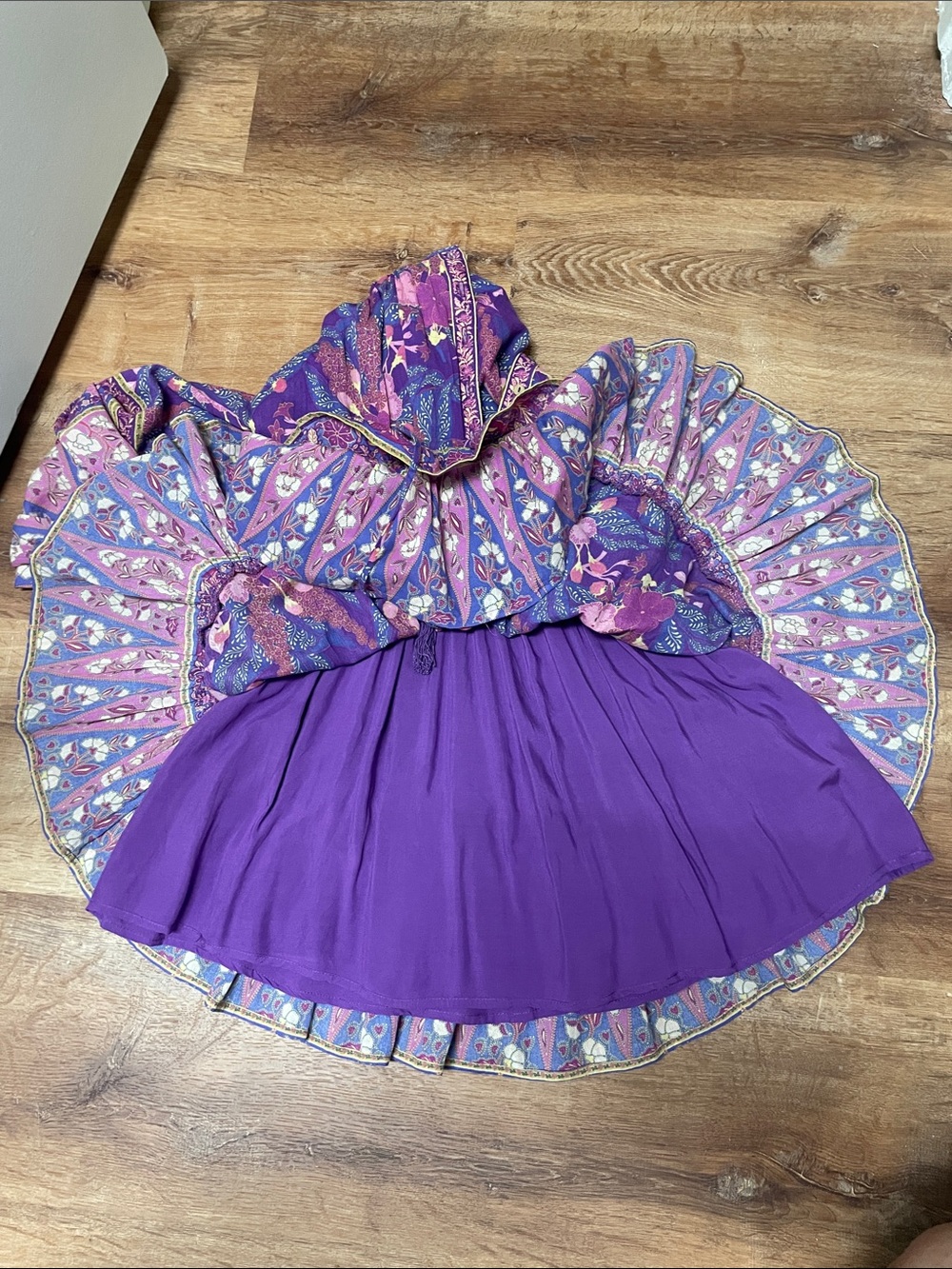 Spell Purple Floral Tiered Long-Sleeve Casual Dress - Picture 3 of 3